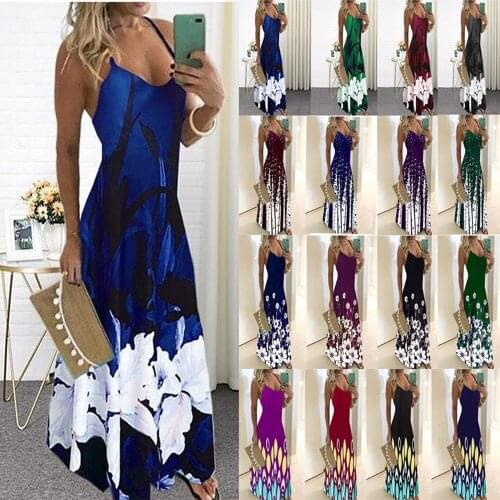 Vintage Floral Robe Femme Sexy Spaghetti Strap Long Dress Y2K Women Summer Beach Dresses Party Tunic Plus Size 5XL Vestido Mujer