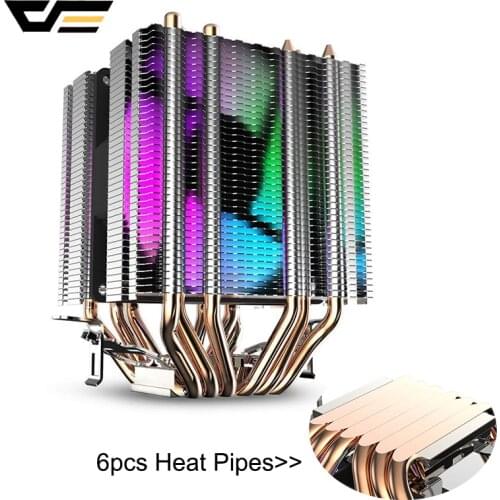 DarkFlash L6 CPU Cooling 6 Heat pipes Twin-Tower Heatsink 90mm led Fan 3pin CPU Cooler For Computer LGA775/115x/1366 AM2/AM3/AM4