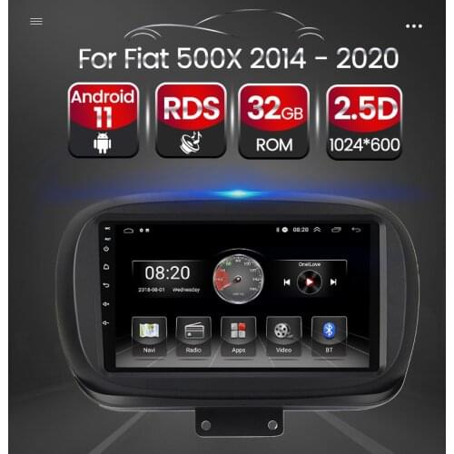 Yelloberry Android 11 Car Multimedia Radio Player For Fiat 500X 2014 2015 2016 2017 2018 2019 2020 Steering Wheel Control RDS