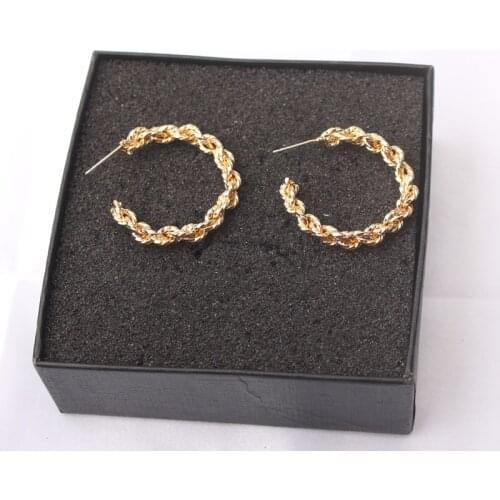 ZA Small Round Circle Hoop Earrings for Women European Knot Twist Metal Golden Earring Party Jewelry oorbellen Christmas Gift