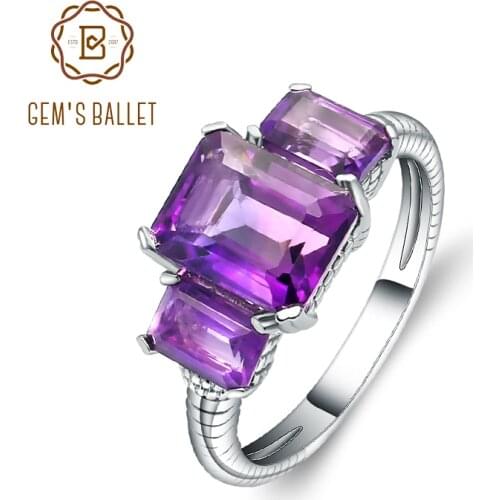 Gems Ballet 3.75Ct Natural Amethyst Gemstone Rope Band Stackable Ring For Women Engagement 925 Sterling SilverFine Jewelry