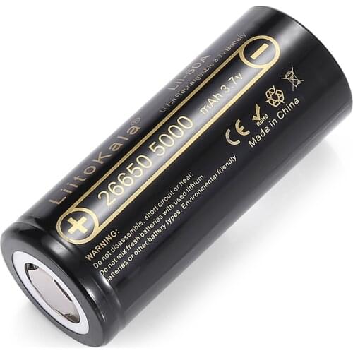 1PCS 100% Original LiitoKala Lii-50A 26650 5000mAh Rechargeable Battery 3.7v Li-ion Batteries