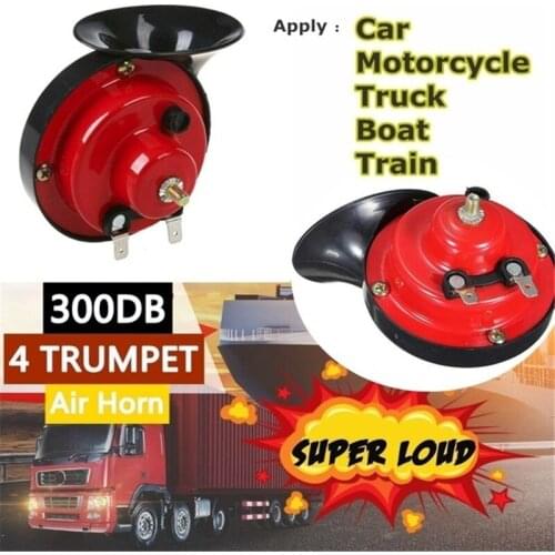 12V 300db 4-horn Super Loud Air Horn Compressor With Car Mounting Kit Made Of High Quality Metal And Abs Structure