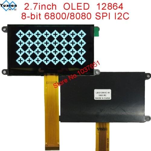2.7 inch OLED 128*64 SPI I2C IIC MCU display white and black good quality LEG12864C