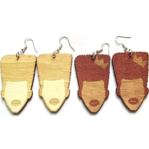 2 Color avialbale African Shape women wood earrings