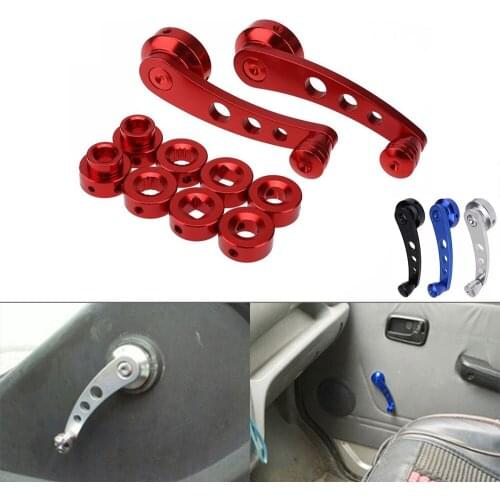 2Pcs Car Universal Aluminum Alloy Window Close Hand Crank Handle Winder Riser Replacement Manual Automobile Window Glass Closer