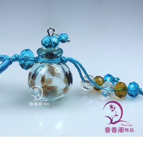2PCS Murano Glass Perfume Necklaces (with cord), Aroma bottle necklace pendant , SCENT BOTTLE PENDANT