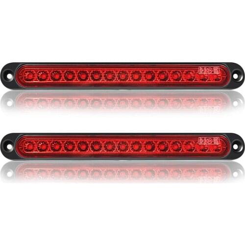2X 10\" 15 LED Red Turn Brake Light Bar Side Marker Light Or Identification Light Stop Light Turn Light Tail And Brake Light