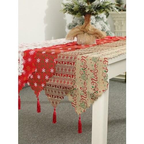 2021 Christmas New Table Runner Fashion Christmas Table Desktop Decoration Linen Printed Tablecloth Christmas Table Decoration