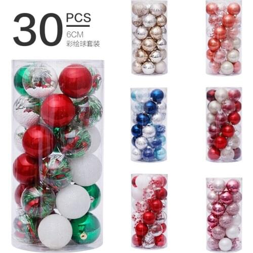 24/30Pcs Glitter Christmas Tree Decorations Ball Christmas Party Hanging Ball Ornament Decorations New Year Gift yl32