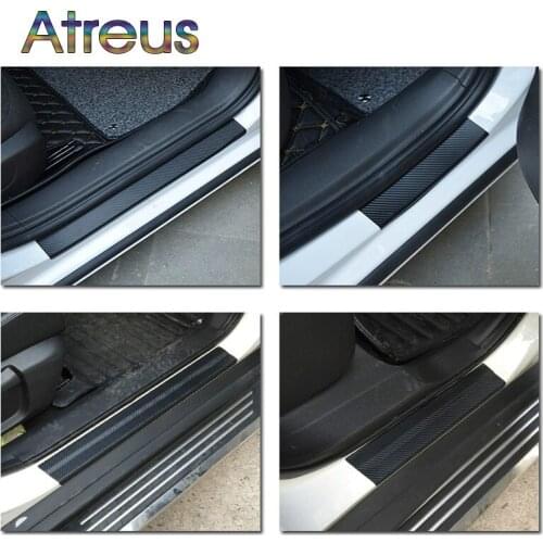 4Pcs Car Door Plate Carbon Fiber Anti Scratch Stickers for Mercedes W203 BMW E39 E36 E90 F30 F10 Volvo XC60 Audi A6 c6 Q5 Q7