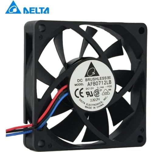 2pcs AFB0712LB DC12V 0.14A 70mm 70x70x15mm 3-wire Server Cooling Fan Square cooling Fan
