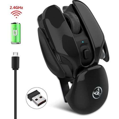 HXSJ new wireless silent mouse 2.4G rechargeable 4 button 1600 adjustable DPI office home computer accessories black pink