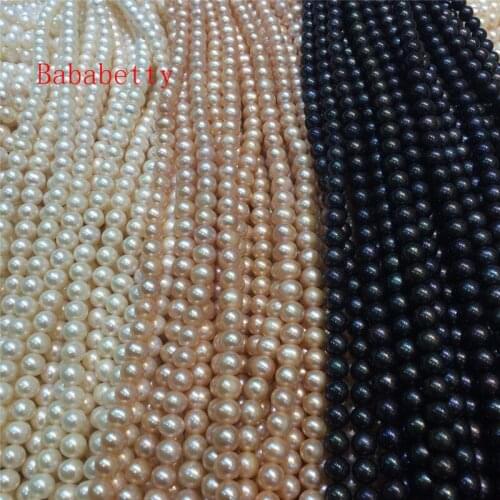 Natural freshwater white pink black 8-9MM nearround pearl loose beads 15" AA
