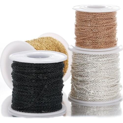 2 Meters Stainless Steel Black Rose Gold Silvery 18K Gold Necklace Chains for DIY GIfts Jewelry Making Bulk Wholesale 1/1.5/2mm