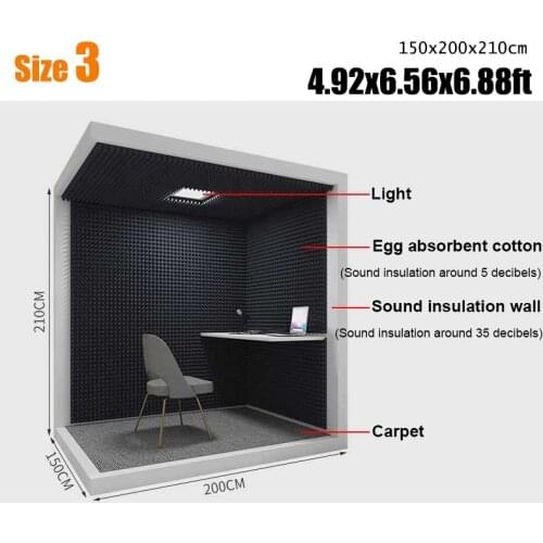 【Global Delivery】5'* 6.5' Polyester Fiber Panel sound-proof Vocal Booth room Modular Detachable host studio Vocal Booth