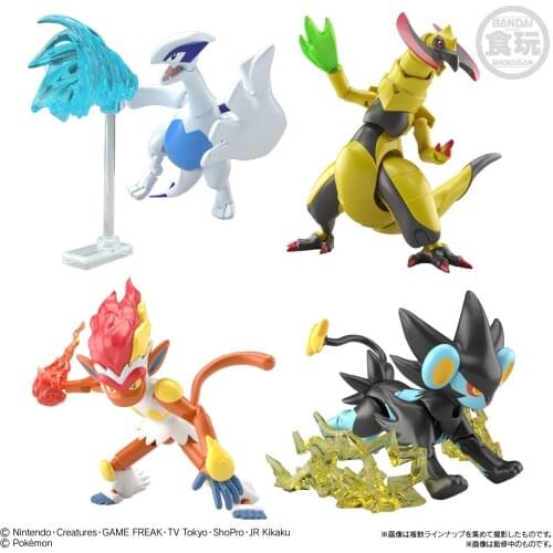 Pokemon Candy Toy SHODO Palm Action Series 06 Infernape Lugia Luxray Haxorus Action Figure Assembled and Movable Model Toys