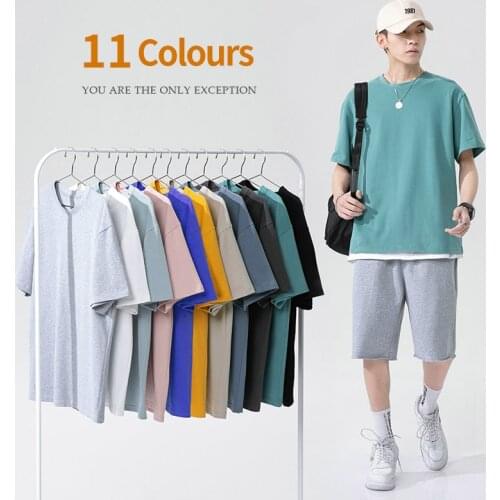 2021 Summer New Mens T Shirts Basic 100% Cotton Soft Short Sleeve Tops Tees Black White Gray Yellow