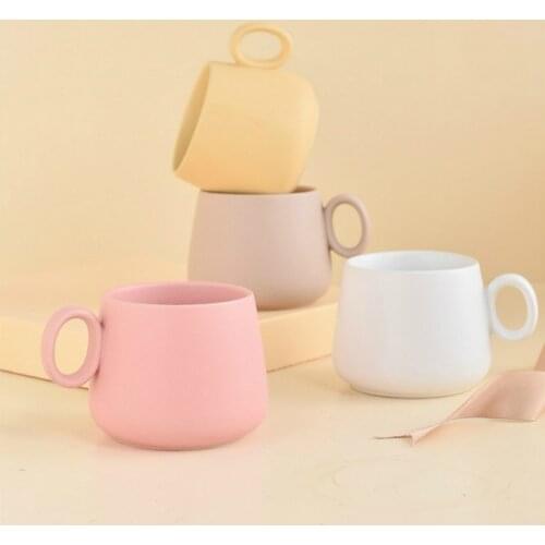 Macaron Ceramic Mug Matte Northern European Coffee Milk Latte Tumbler Cups Creative Big Belly Cup Drinkware Household Gift