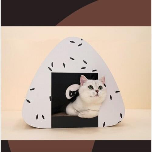 Lovely Corrugated Paper Cat Bed House Dog Bed Winter Pet Puppy Dogs Nest Summer Rice Ball Shape Round Kitten Scratch Board Home