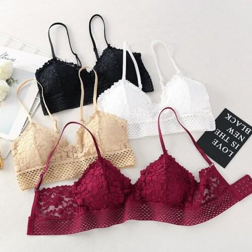Girls Fashion Lace Bralette Women Underwear French Sexy Push Up Lingerie Removable Padded Wireless Bra Female Soft Intimates New