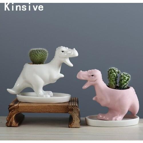 Cartoon Desktop Succulent Flower Pot Cute Dinosaur Plant Pot Vase Garden Mini Macetas Bonsai Cactus Planter Pots for Home Decor