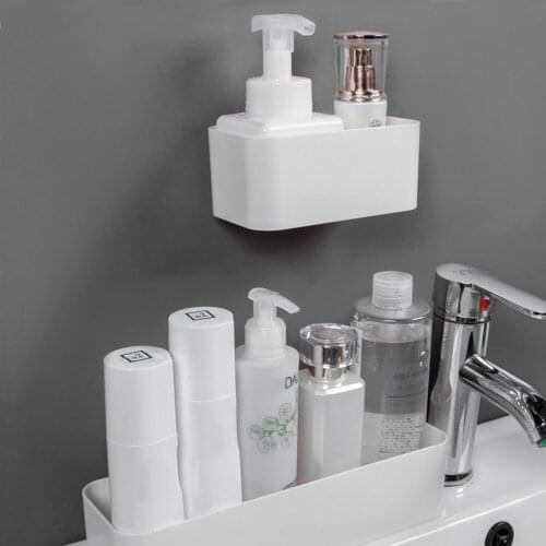 Wall Mounted Organizer Storage Box Adhesive Punchless Ledge Seamless Shelf For Kitchen Bathroom Living Room