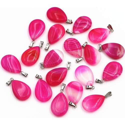 Natural Stone Roses Agates Pendants&Necklaces for Making Jewelry Fashion Charms Water Drop Trendy 50pcs/lot Free Shipping