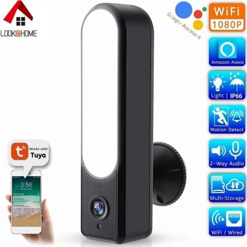 Tuya Floodlight Camera Alexa Google Home 1080P Outdoor WiFi Camera DC12V Power Waterproof Wireless Cam with Night Vision Motion