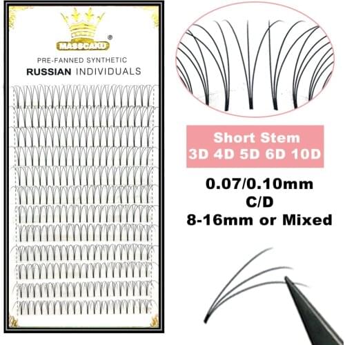 MASSCAKU Lashes Premade Wide Fans 3d/4d/5d/6d/10d/20d Short Stem Russian Volume Professional Eyelash Extensions Faux Mink
