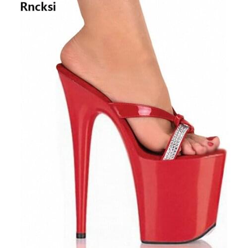 Rncksi New Summer Womens Platform Slip-On Sandals Pole Dancing Shoes 8 Inch High Heels Shoes Nightclub Dance Shoes