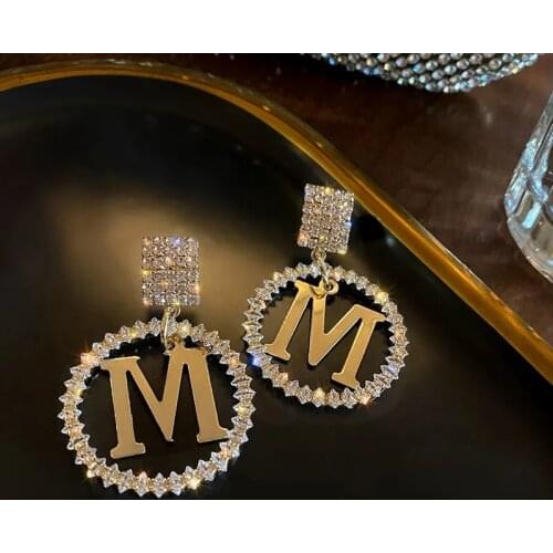Luxury Vintage M Letter Leopard Drop Earrings for Women 2021 Round Circle Letter Dangle Earring Fashion Jewelry Gift New Arrival