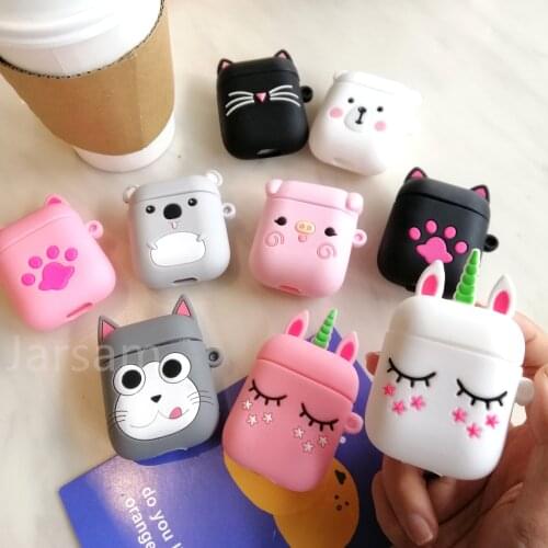 Cartoon Pink horse Wireless Earphone Case For AirPods 2 Silicone Charging Headphones Cases For Airpods Protective Cover