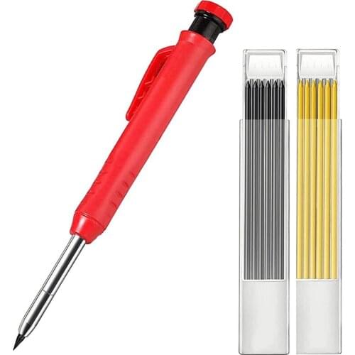 Solid Carpenter Pencil Set For Construction, Deep Hole Mechanical Pencils Wood Marker Marking Tool For Carpenter Scriber