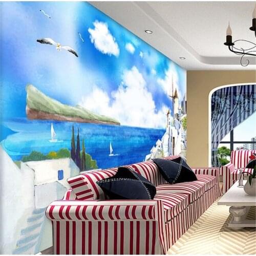 Wellyu papier peint wallpaper for walls 3 d Custom wallpaper Greek Aegean Sea View of the Mediterranean papel parede
