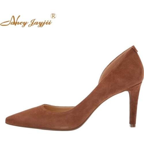 Nancyjayjii Solid Khaki D’Orsay Pumps 4 Inch Thin High Heels Pointed Toe Classic Sexy Elegant Spring Summer Women Shoes 2019