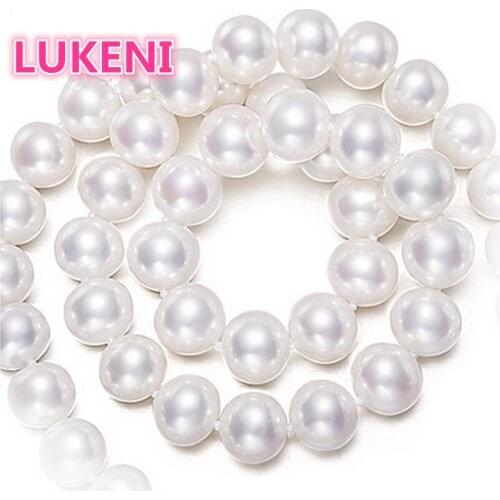 Genuine Extremely luxurious 100% natural 8-9mm nearroundround pearl Necklaces Fashion pearl jewelry For women Free shipping