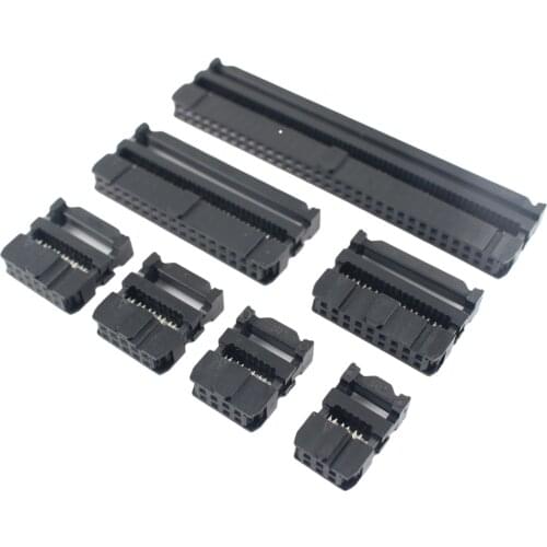 10pcs 2.54mm 6/810/12/14/16/18/20/24/26/30/34/40/44/50/64 Pin FC IDC Female Header Socket Connector For 1.27mm Pitch Flat Cable