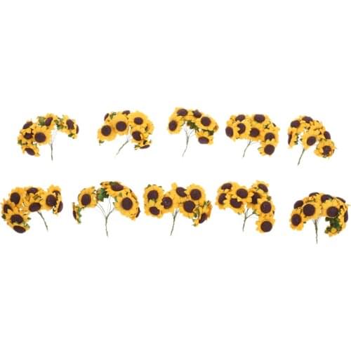 100Pcs DIY Artificial Flowers Bouquet Sunflower For Decoration Yellow