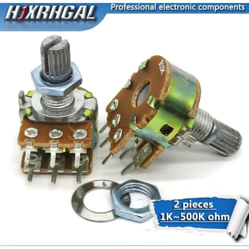 2pcs B1K B2K B5K B10K B20K B50K B100K B500K B1M 6Pin Shaft WH148 Potentiometer 1K 2K 5K 10K 20K 50K 100K 500K 1M hjxrhgal