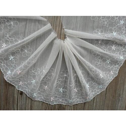 20Yards Lace Trim Flower Mesh Material Embroidered Ribbon 18cm Wide Tulle Laces Fabric Wedding Dress