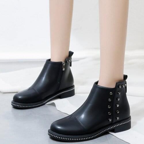 2020 Winter Boots Women Platform Middle Tube Boots Womens Fashion Casual Street Style Winter Black Shoes Tenis Feminino U11-83