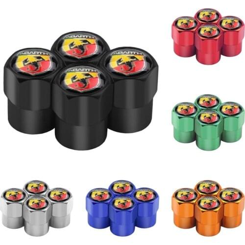 4pcs ABARTH Car Wheel Tire Valves Tyre Air Caps case badge For Fiat Punto Abarth 500 Stilo Ducato Palio Bravo Doblo Car styling