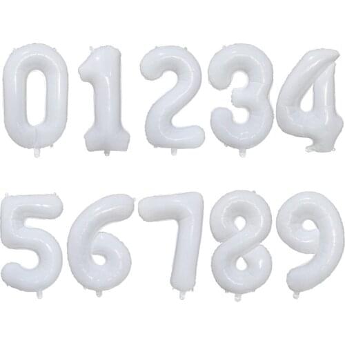 40inch Large White Number Balloons 1 2 3 4 5 6 7 8 9 Foil Balloon Birthday Party Decorations Figures Globos Baby Shower Decorate