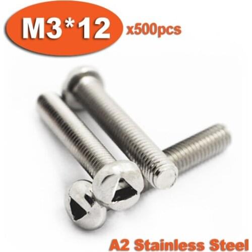 500pcs DIN7985 M3 x 12 A2 Stainless Steel Triangle Slot Pan Head Tamper Proof Security Screw Screws