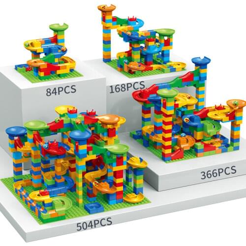 504PCS Marble Race Run Big Block Maze Ball Building Blocks Funnel Slide Blocks DIY Big Bricks Toys For Children Education Gift