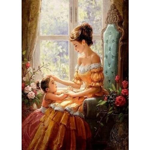 5d diy diamond Painting Elegant Woman And girl Full Drill embroidery Cross Stitch Mosaic Craft Kits Home Decor Christmas Gift