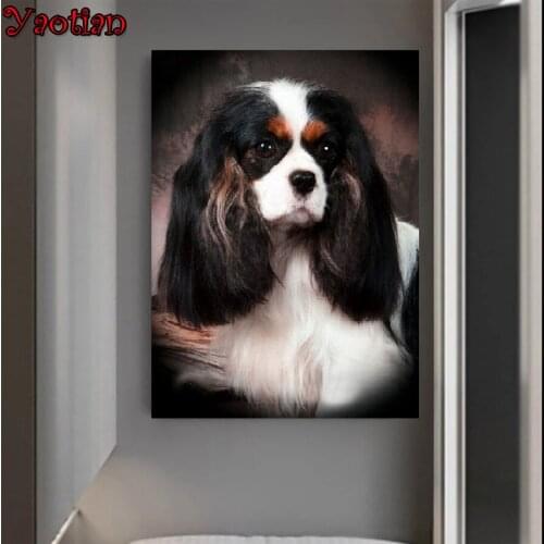 5d diy diamond painting full drill Cavalier king charles spaniel dog crystal cross diamonds cute pet diamond embroidery mosaic