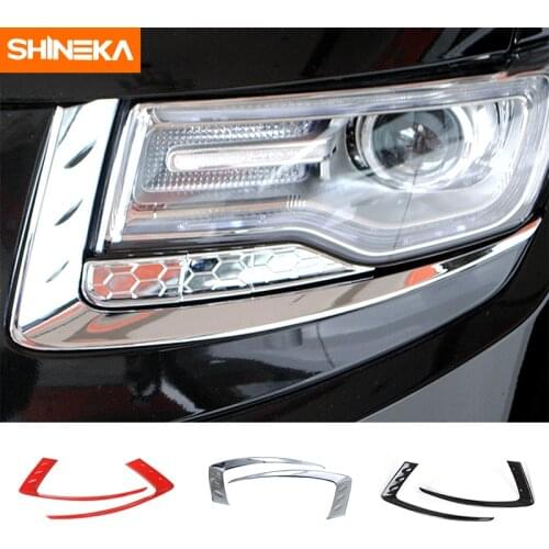 SHINEKA Car Front Head Light Lamp Headlight Eyebrow Fog Light Cover Trim Sticker Accessories For Jeep Grand Cherokee 2014-2016