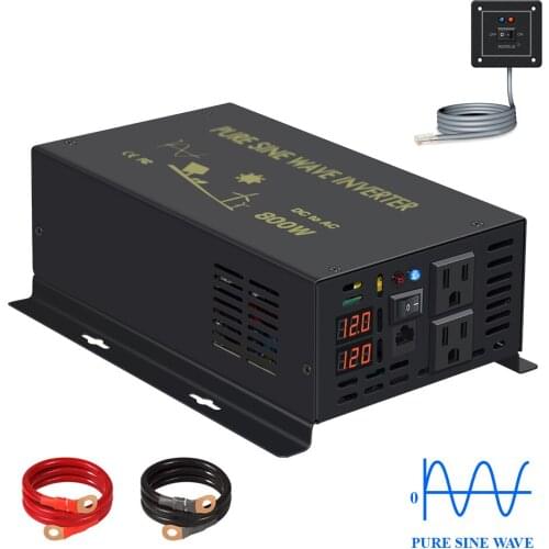 800W Off-grid System Inverter 12V 24V 36V 48V DC TO AC110V 220V 230V Off Grid Pure sine wave Inverters Wired Remote Control